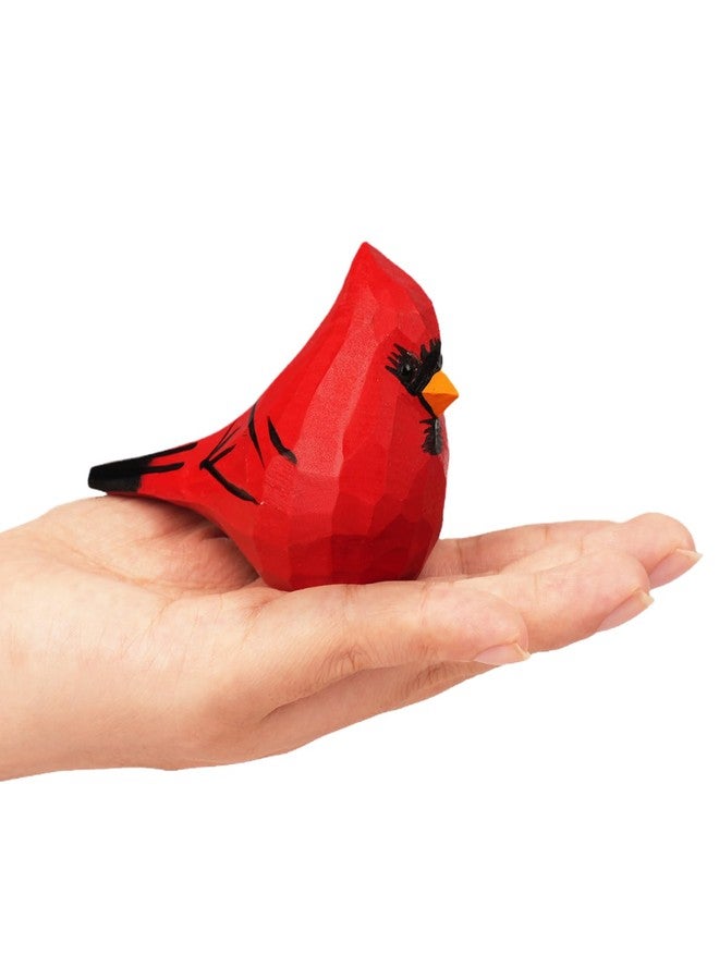 VIPbuy Handmade Wood Bird Figurines, Hand Carved Painted Wooden Bird Ornaments Crafts Home Office Desktop Decor Gifts (Male Cardinal) - Image 4